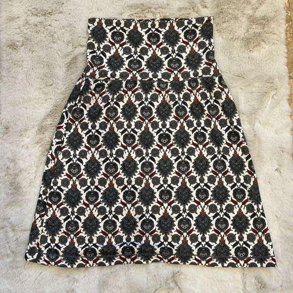 MAX STUDIO skirt printed foldover waistband a-line stretch - Picture 2 of 13